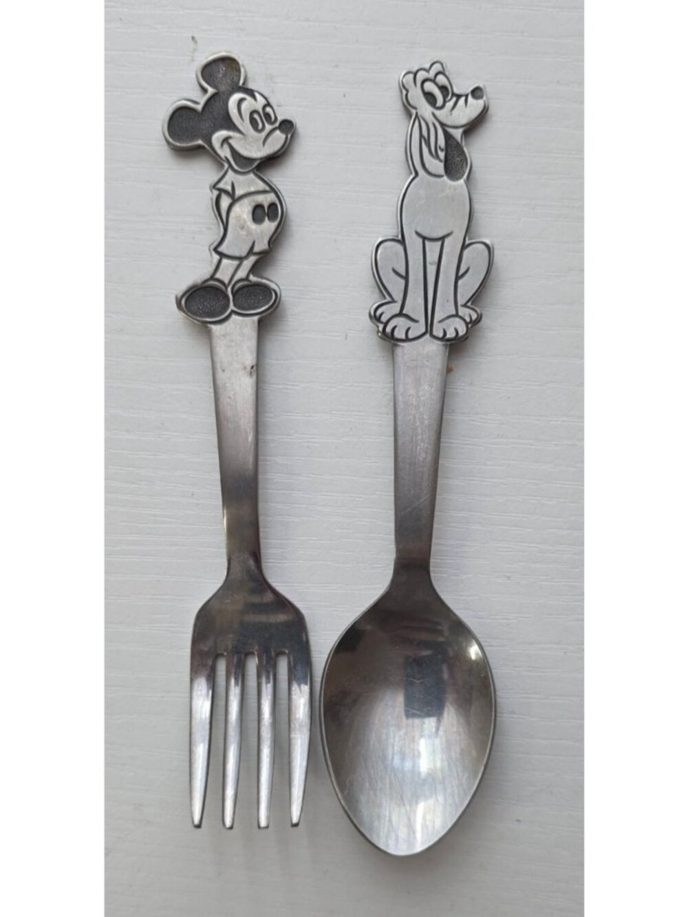 Vintage Disney Bonny Stainless Japan Mickey Mouse & Pluto Fork/Spoon Set